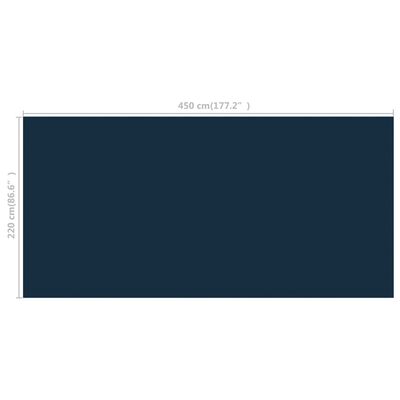 vidaXL fekete és kék napelemes lebegő PE medencefólia 450 x 220 cm