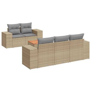 vidaXL 6 r&eacute;szes b&eacute;zs polyrattan kerti &uuml;lőgarnit&uacute;ra p&aacute;rn&aacute;val