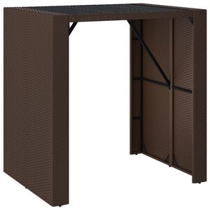 vidaXL barna polyrattan kerti asztal &uuml;veglappal 105 x 80 x 110 cm