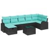 vidaXL Kerti Kanap&eacute; Szett p&aacute;rn&aacute;val t&aacute;rol&oacute;val 8 pcs Fekete Poli rattan