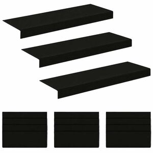 vidaXL L&eacute;pcsőszőnyegek 15 db 65 x 21 x 4 cm Fekete Poli&eacute;szter