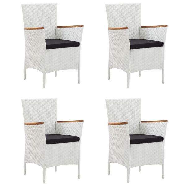 vidaXL 5 r&eacute;szes feh&eacute;r polyrattan kerti &eacute;tkezőgarnit&uacute;ra p&aacute;rn&aacute;kkal