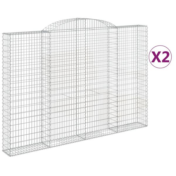 vidaXL 2 db &iacute;ves horganyzott vas gabion kos&aacute;r 300 x 30 x 200/220 cm