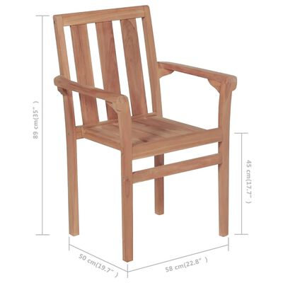 vidaXL 4 db rakásolható tömör tíkfa kerti szék