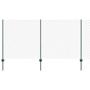 vidaXL L&aacute;nccelpes ker&iacute;t&eacute;s oszloppal 10 x 1,2 m PVC-bevonatos ac&eacute;l Z&ouml;ld