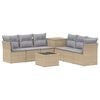 vidaXL Kanap&eacute; Szett 8 db Beige &eacute;s Vil&aacute;gossz&uuml;rke Poli rattan &eacute;s ac&eacute;l