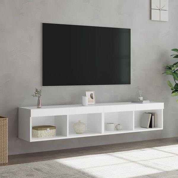 vidaXL 2 db feh&eacute;r TV-szekr&eacute;ny LED-vil&aacute;g&iacute;t&aacute;ssal 80x30x30 cm
