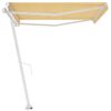 vidaXL sárga és fehér kézzel kihúzható póznás napellenző 400 x 300 cm