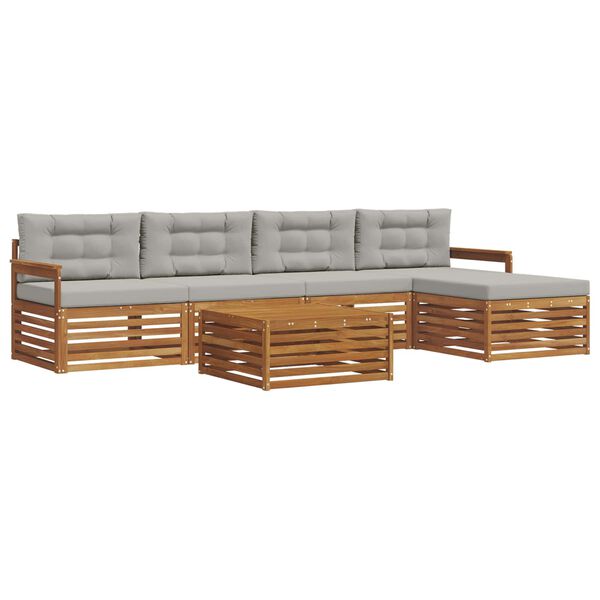 vidaXL K&uuml;lt&eacute;ri kanap&eacute; szett 6 pcs Term&eacute;szetes &eacute;s Vil&aacute;gossz&uuml;rke