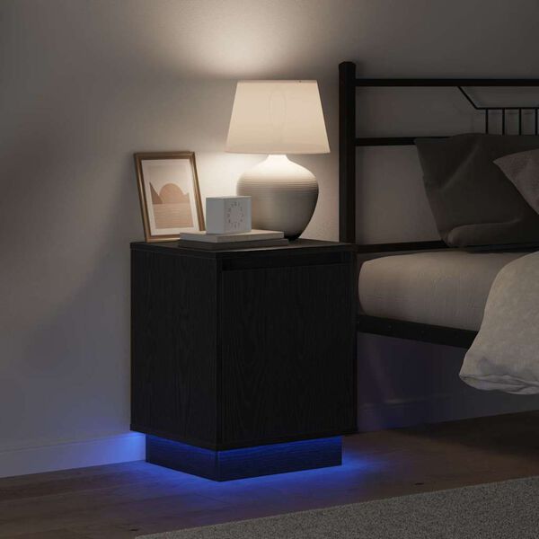 vidaXL &Eacute;jjeliszekr&eacute;ny Fekete t&ouml;lgy 39 x 34,5 x 50 cm Faanyag