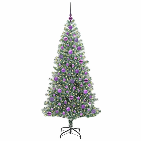 vidaXL Mű kar&aacute;csonyi fa h&oacute;val bor&iacute;tva LED f&eacute;nyekkel 300 LED-del 180 cm