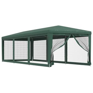 vidaXL z&ouml;ld HDPE rendezv&eacute;nys&aacute;tor 8 h&aacute;l&oacute;s oldalfallal 3x9 m