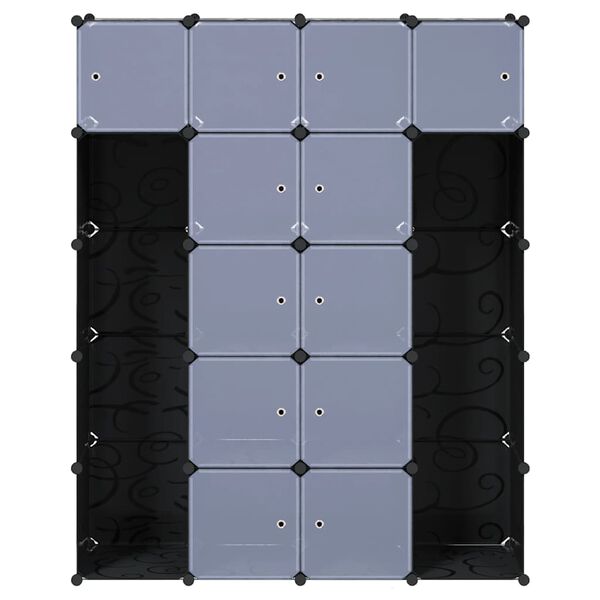 vidaXL fekete/feh&eacute;r modul&aacute;ris szekr&eacute;ny 14 rekesszel 37x146x180,5 cm