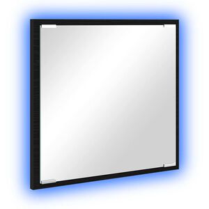 vidaXL LED F&uuml;rdőszoba T&uuml;k&ouml;r Fekete t&ouml;lgy 40 x 37 x 8.5 cm Szerelt Fa
