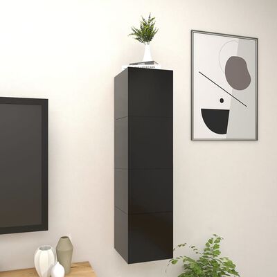 vidaXL 4 db fekete falra szerelhető TV-szekrény 30,5 x 30 x 30 cm