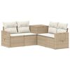 vidaXL Kanap&eacute; Szett 5 db Beige &eacute;s Kr&eacute;msz&iacute;nű Poli rattan &eacute;s ac&eacute;l