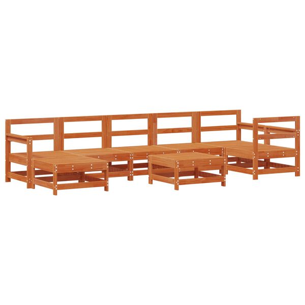 vidaXL Kerti lounge szett 8 pcs Viaszbarna T&ouml;m&ouml;r fenyő