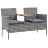 vidaXL k&eacute;tszem&eacute;lyes sz&uuml;rke polyrattan kerti pad te&aacute;z&oacute;asztallal 143 cm