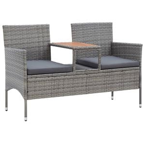 vidaXL k&eacute;tszem&eacute;lyes sz&uuml;rke polyrattan kerti pad te&aacute;z&oacute;asztallal 143 cm