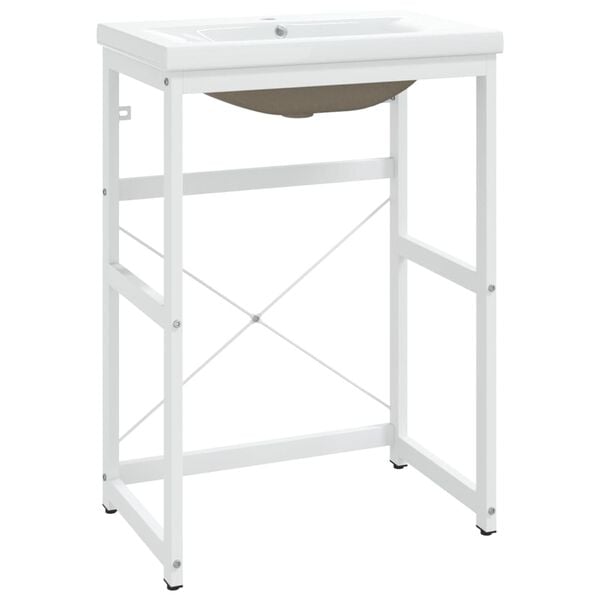 vidaXL feh&eacute;r vas f&uuml;rdőszobai mosd&oacute;kagyl&oacute;v&aacute;z be&eacute;p&iacute;tett mosd&oacute;val