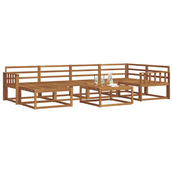 vidaXL K&uuml;lt&eacute;ri kanap&eacute; szett 7 pcs Term&eacute;szetes T&ouml;m&ouml;r Ak&aacute;cfa