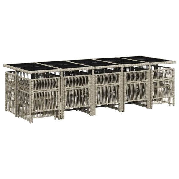 vidaXL 15 r&eacute;szes sz&uuml;rke polyrattan kerti &eacute;tkezőgarnit&uacute;ra p&aacute;rn&aacute;kkal