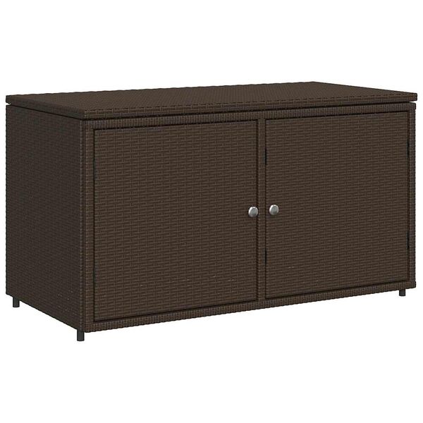 vidaXL barna polyrattan kerti tárolószekrény 110 x 55 x 60,5 cm