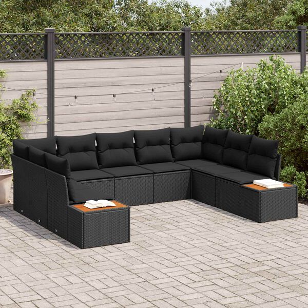 vidaXL Kerti Kanap&eacute; Szett p&aacute;rn&aacute;val t&aacute;rol&oacute;val 5 pcs Fekete Polyrattan