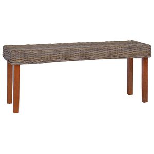 vidaXL term&eacute;szetes kubu rattan &eacute;s t&ouml;m&ouml;r mahag&oacute;ni fa pad 110 cm