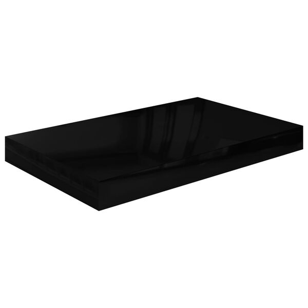 vidaXL 4 db magasfényű fekete MDF lebegő fali polc 40 x 23 x 3,8 cm