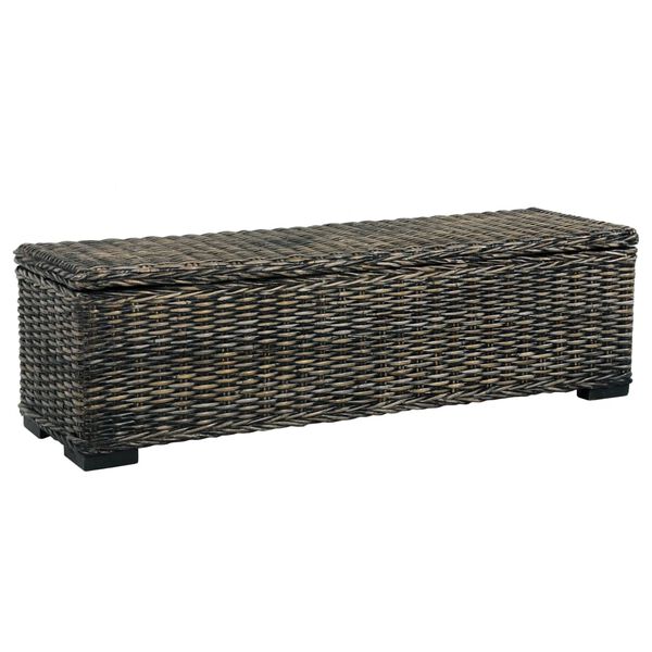 vidaXL fekete term&eacute;szetes kubu rattan/t&ouml;m&ouml;r mang&oacute;fa t&aacute;rol&oacute;l&aacute;da 120 cm