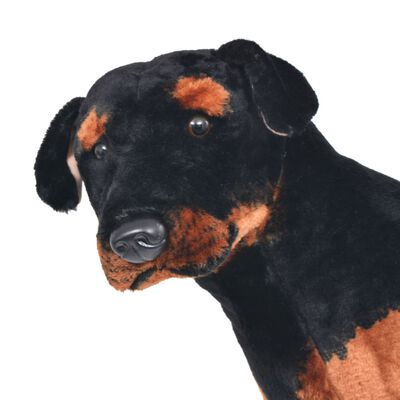 vidaXL fekete és barna álló rottweiler kutya plüssjáték XXL