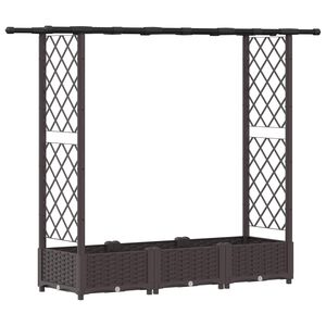 vidaXL Magas&iacute;tott &Aacute;gy Trellis-szel &eacute;s Tetővel Barna 164 x 40 x 123 cm