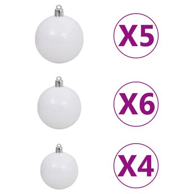 vidaXL fehér PVC sarok műkarácsonyfa LED-ekkel és gömbszettel 120 cm
