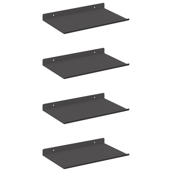 vidaXL Lebegő polc Falra szerelhető 4 pcs Fekete 30 x 18 x 2,5 cm Ac&eacute;l