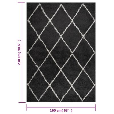 vidaXL krém és antracitszürke színű hosszú szálú szőnyeg 160 x 230 cm