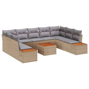 vidaXL Kerti Kanap&eacute; Szett 5 pcs Beige &eacute;s Vil&aacute;gossz&uuml;rke Polyrattan