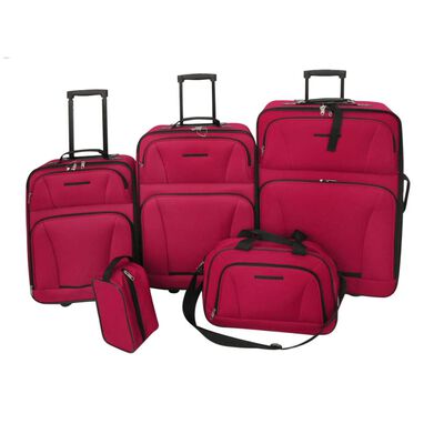 vidaXL 5 darabos piros utazóbőrönd szett
