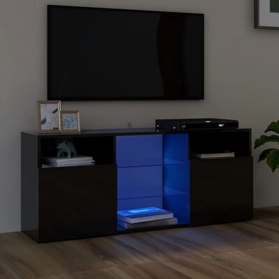 vidaXL magasfényű fekete TV-szekrény LED lámpákkal 120 x 30 x 50 cm