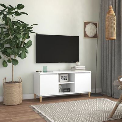 vidaXL fehér TV-szekrény tömör falábakkal 103,5 x 35 x 50 cm