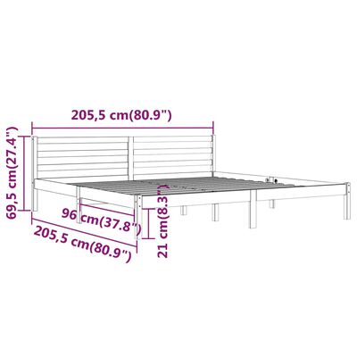 vidaXL szürke tömör fenyőfa ágykeret 200 x 200 cm