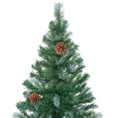 vidaXL megvilágított műkarácsonyfa gömb szettel és tobozzal 210 cm