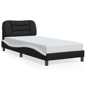 vidaXL fekete &eacute;s feh&eacute;r műbőr &aacute;gykeret matrac n&eacute;lk&uuml;l Hvar 80 x 200 cm