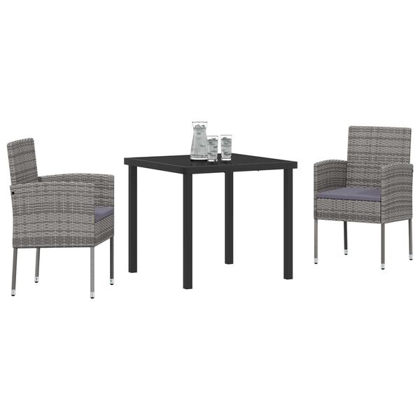 vidaXL Kert &eacute;tkező szett p&aacute;rn&aacute;val 3 pcs Sz&uuml;rke polirattan