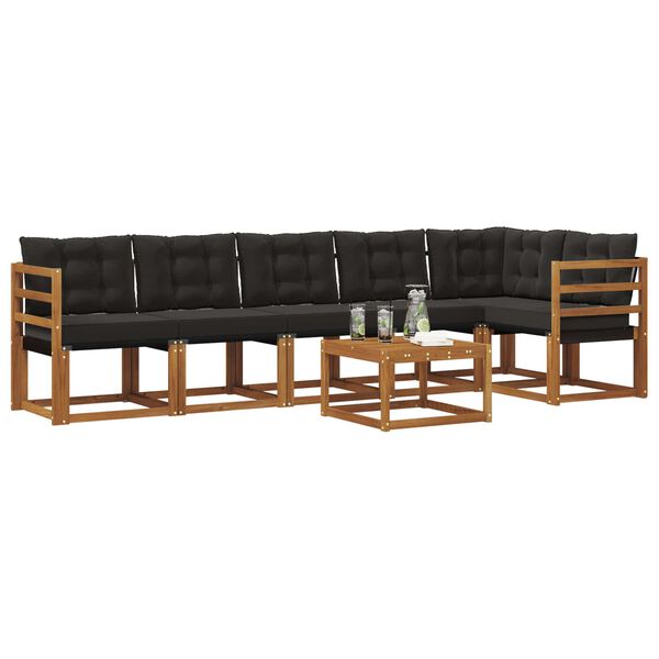 vidaXL K&uuml;lt&eacute;ri kanap&eacute; szett p&aacute;rn&aacute;val 7 pcs Term&eacute;szetes &eacute;s fekete