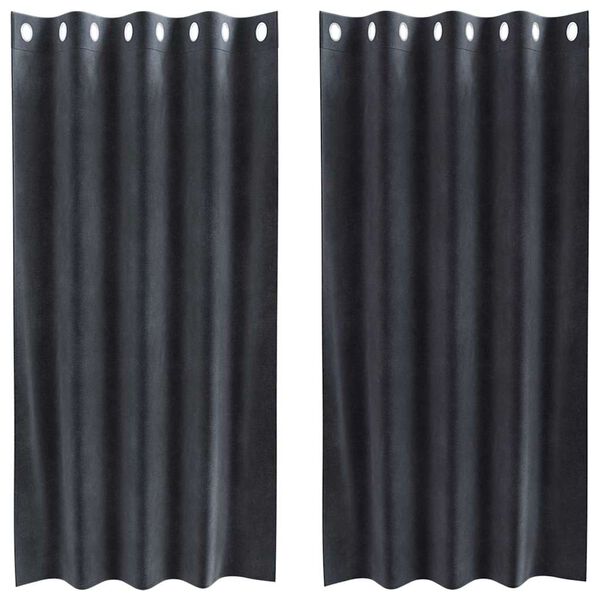 vidaXL Függönyök függönyökkel 2 pcs Sötétszürke 140 x 175 cm Bársony