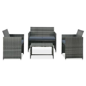 vidaXL 4-r&eacute;szes sz&uuml;rke polyrattan kerti b&uacute;torszett p&aacute;rn&aacute;kkal