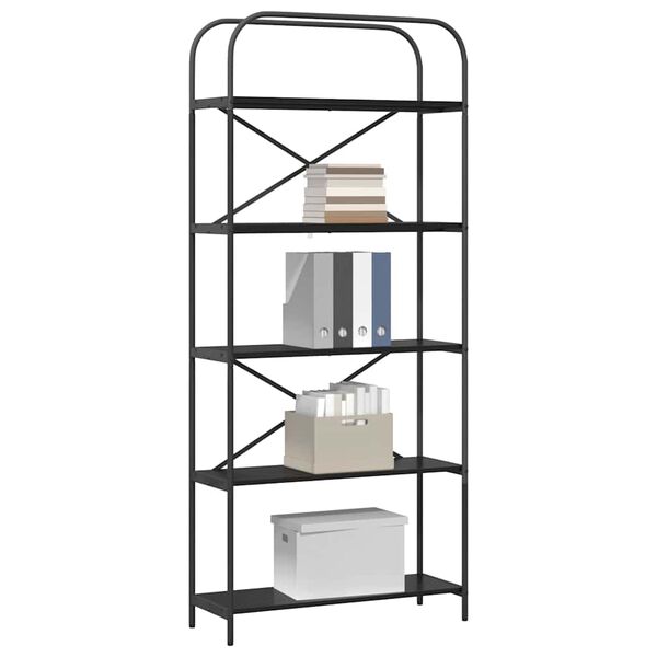 vidaXL K&ouml;nyvespolc Fekete t&ouml;lgy 80 x 30 x 183 cm Faanyag