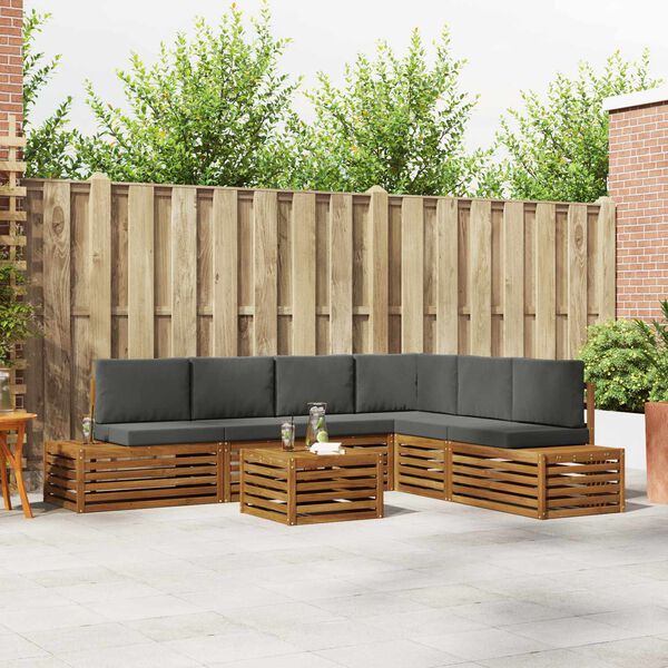 vidaXL K&uuml;lt&eacute;ri kanap&eacute; szett p&aacute;rn&aacute;val 7 Darab Term&eacute;szetes &eacute;s antracit