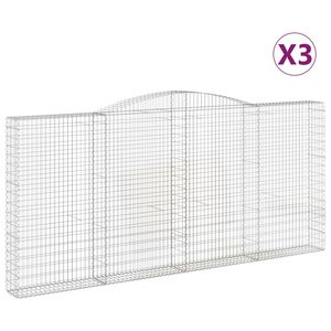 vidaXL 3 db &iacute;ves horganyzott vas gabion kos&aacute;r 200x30x180/200 cm